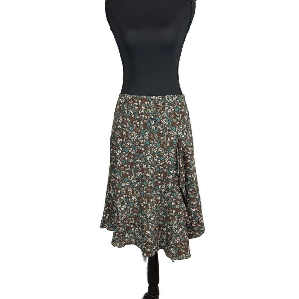 Axcess Liz Claiborne Brown Abstract Flowy Woman’s Skirt Sz 12